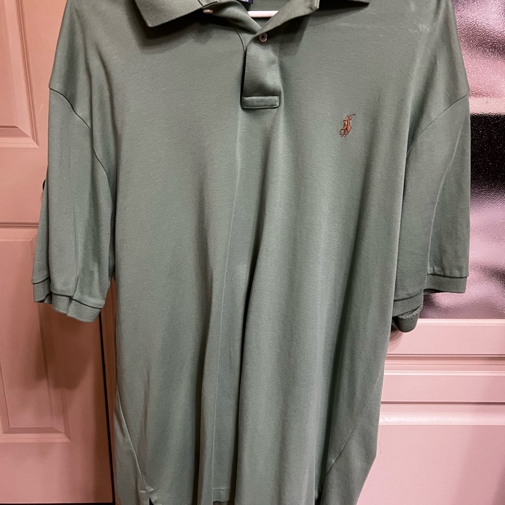 Ralph Lauren Green Polo Shirt with Classic Collar and Logo